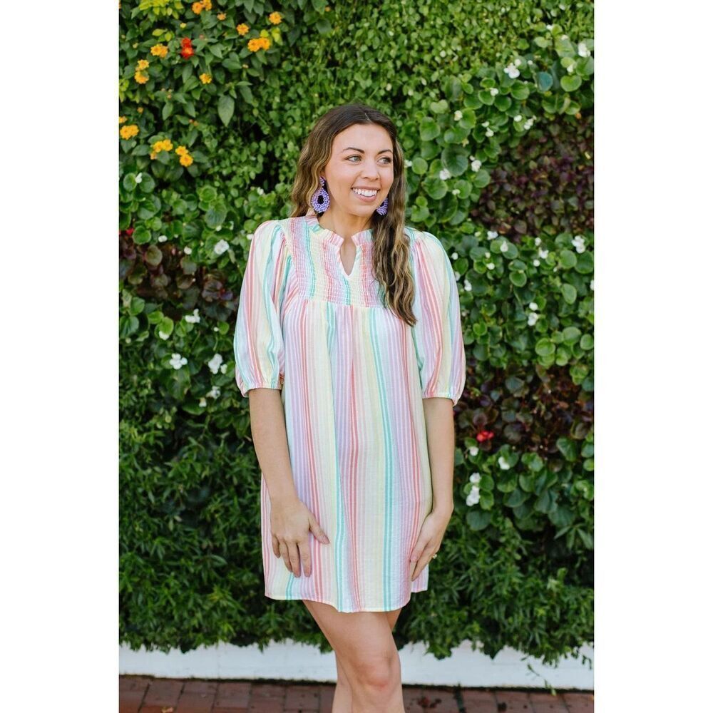Michelle McDowell Amelia Pastel Stripe Tunic Dress Size Medium
